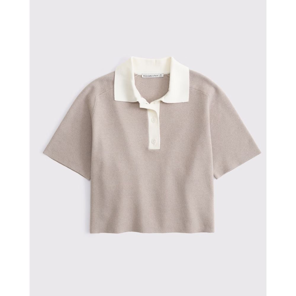 Abercrombie & Fitch Beige Polo Top with White Collar